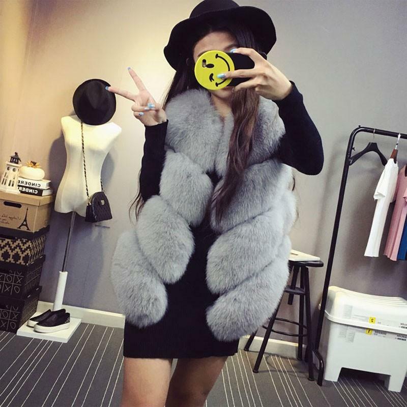 2024 autunno inverno Faux Fox Fur gilet femminile di media lunghezza Slim Fit moda donna indossare canotta nera Top cappotti da donna nuovo QY242