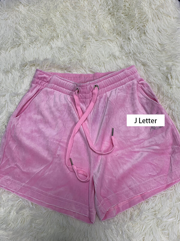 Pantalones cortos de Velour Y2k para mujer, ropa deportiva con cordón, para gimnasio, trotar, con dos bolsillos laterales