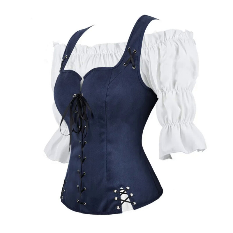 Steampunk corsetti gotici gilet Top Bustier donna camicetta rinascimentale con corsetto pirata Burlesque costumi di Halloween
