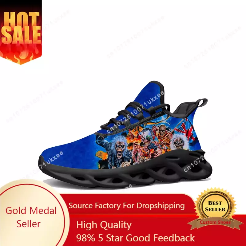 M-Maidens H-Heavy M-Metal Rock Band Singer Iron Flats Sneakers para homens e mulheres, calçados esportivos, sapatos de personalização, alta qualidade