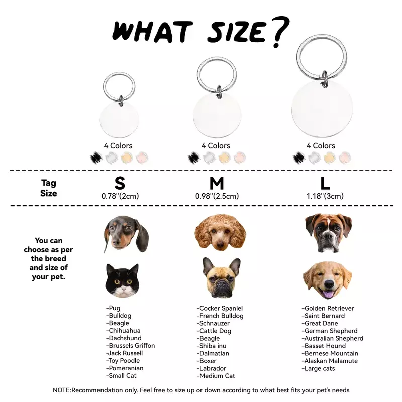 10 шт., круглые идентификационные бирки для собак, из нержавеющей стали