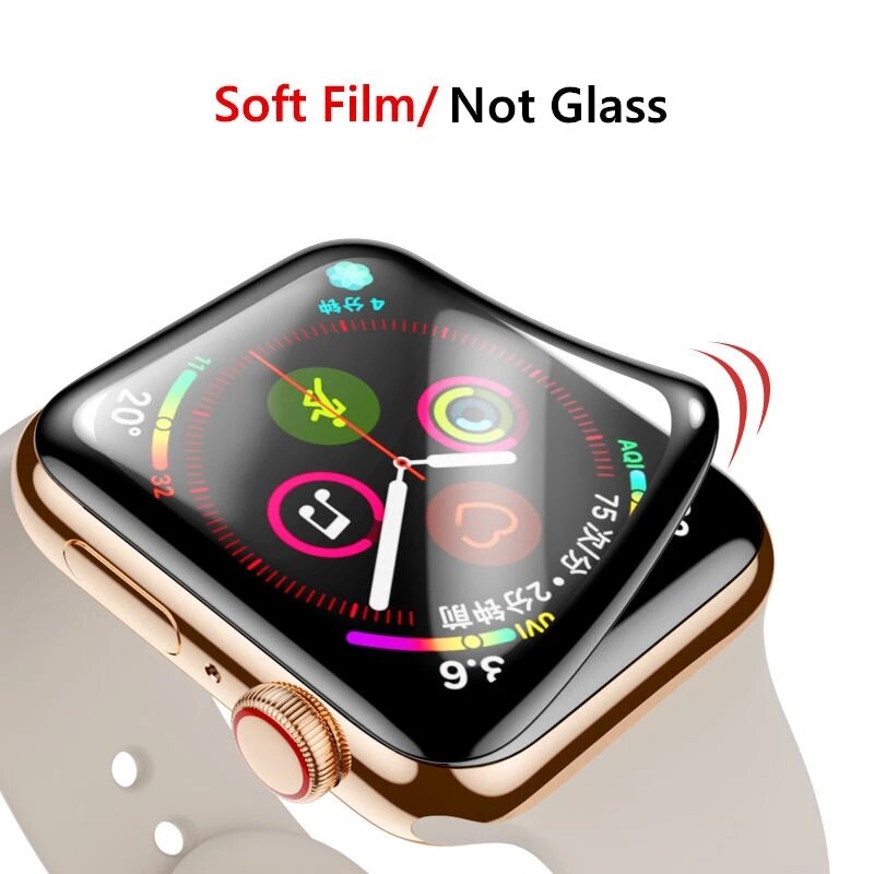 Protector de pantalla de cristal suave para Apple Watch, película completa HD de 44mm, 45mm, 41mm, 38mm, iWatch series 9, 8, 7, 6, 5, 3 se, 40mm, 42mm, 49mm, ultra