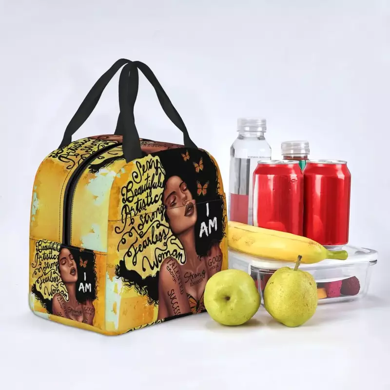 Amerikanische afrikanische Mädchen schwarze Frauen Lunch Bag auslaufs ichere Picknick Wärme kühler isolierte Lunchbox für Schularbeit Tragetaschen