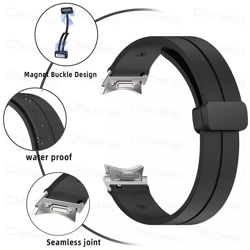 Correa de silicona para Samsung Galaxy Watch6 Classic, banda magnética de ajuste rápido, sin huecos, 20mm, 47mm, 43mm, 6/5/4, 40mm, 44mm, 5Pro, 45mm