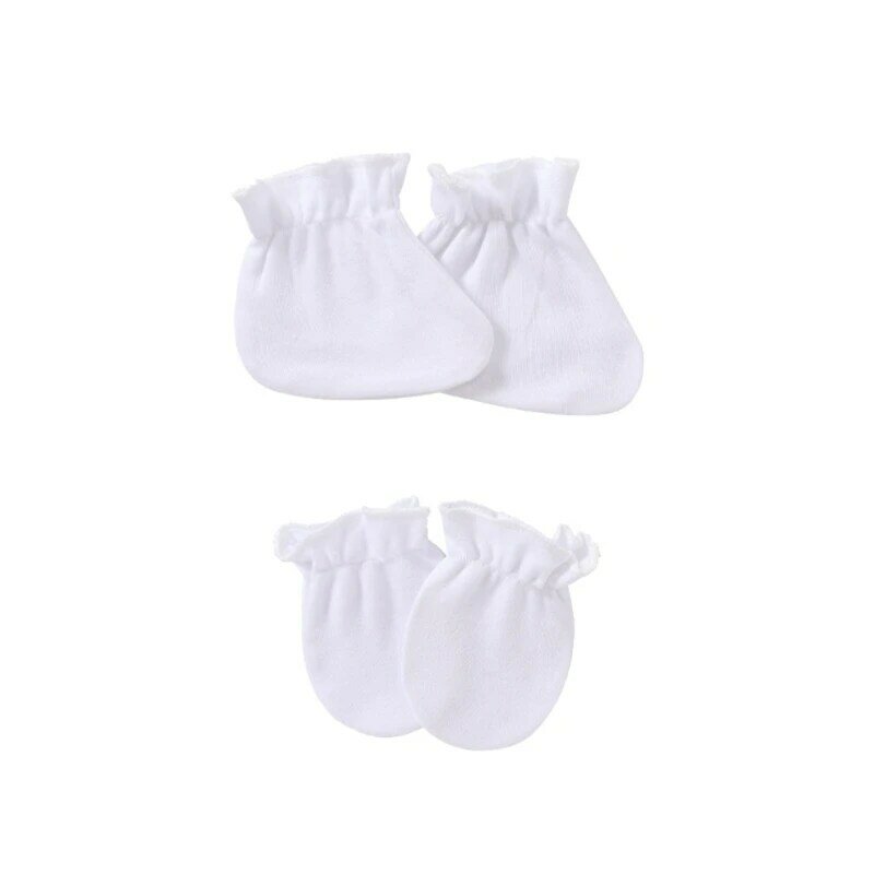 Anti Scratching Gloves Foot Covers Face for Protection Soft Cotton Hands Foots Ankle Socks for 0-12 Months Baby Handguar