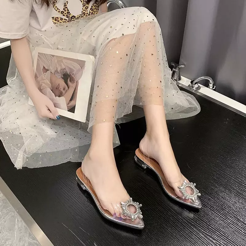 Frühlings-und Herbst mode neue sexy Bankett transparente bequeme Kristall Damen High Heels Zapatos Mujer