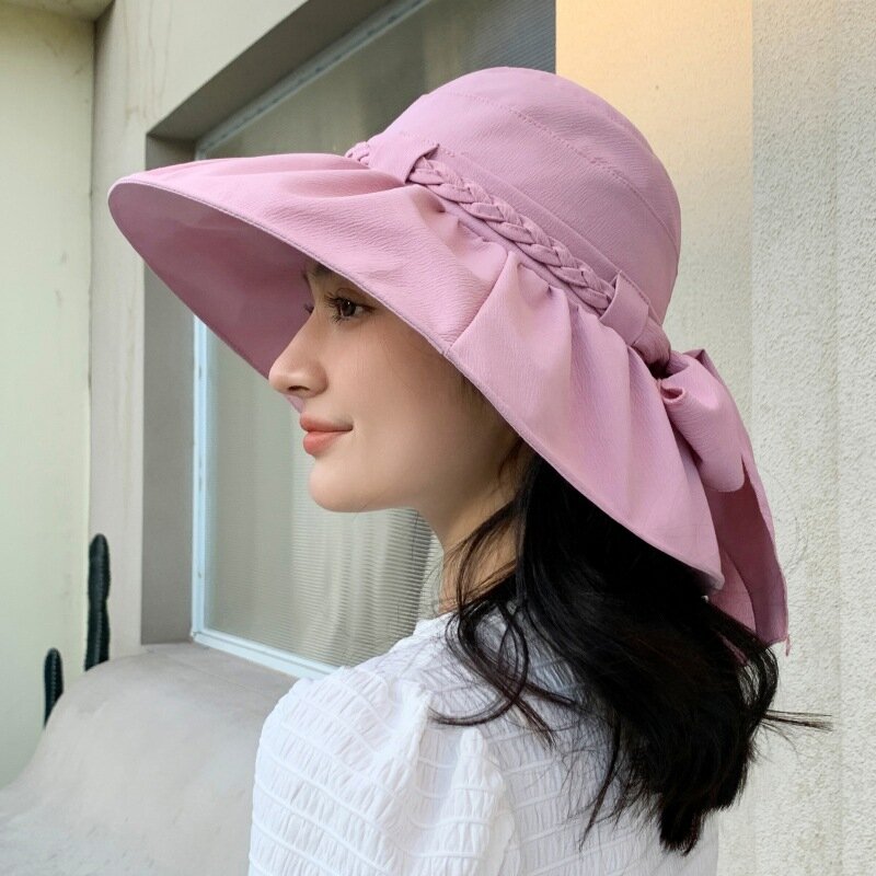 Cappello da pescatore con protezione solare estiva da donna in stile coreano per cappello da spiaggia da viaggio all'aperto per prevenire i raggi ultravioletti cappello da sole pieghevole