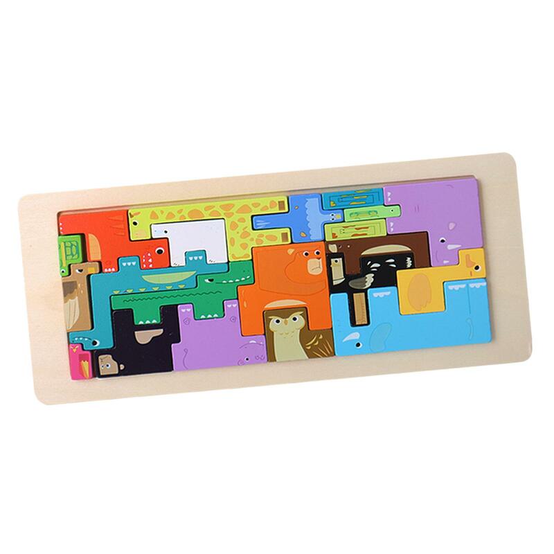 Drewniana układanka puzzle zabawki kolorowe edukacyjne przedszkole dla dzieci w wieku 3 4 5 6