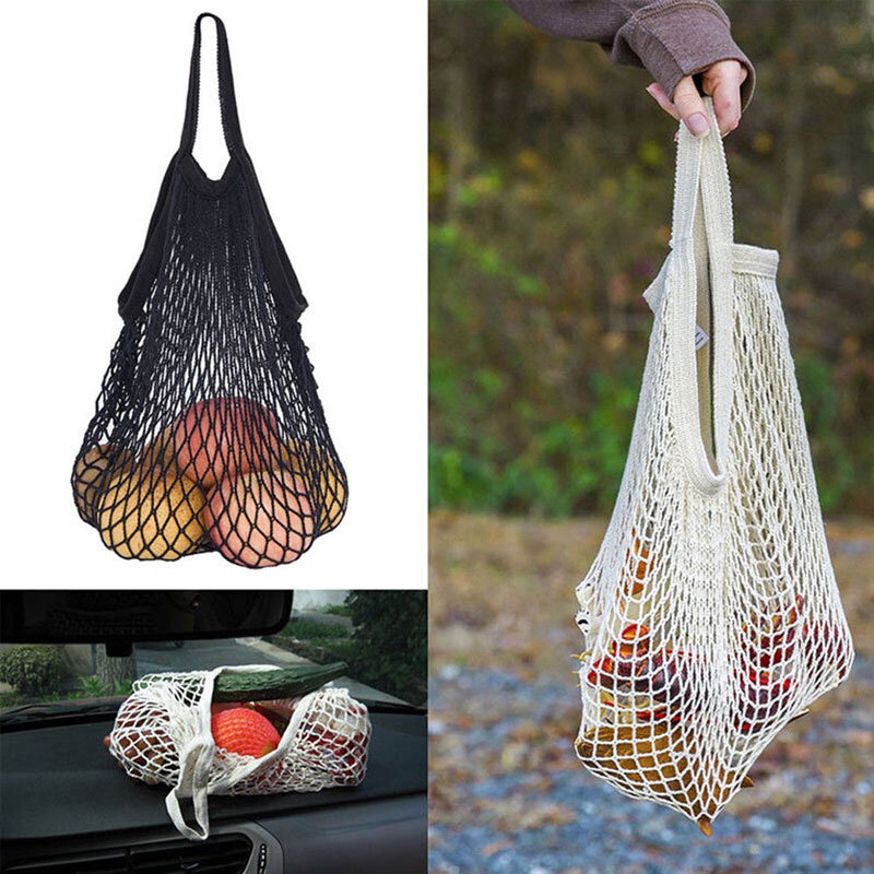 Reusable Grocery Produce Bags Cotton Mesh Ecology Market String Net Tote Bag Kitchen Fruits Vegetables Hanging Bag Home