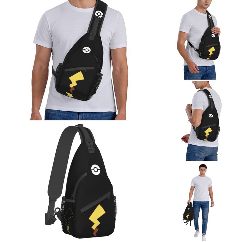 Pikachu Pokemon chect กระเป๋าเป้สะพายหลัง Crossbody กระเป๋าคาดเอวอินเทรนด์สำหรับผู้ชายผู้หญิง