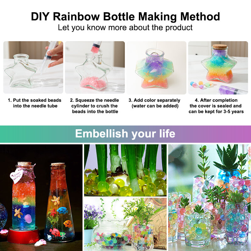 Home Decor Water Beads Colorful Pearl Gel Ball Polymer Splat Hydrogel Potted Crystal Mud Soil Toy Grow Magic Jelly Wed Blaster
