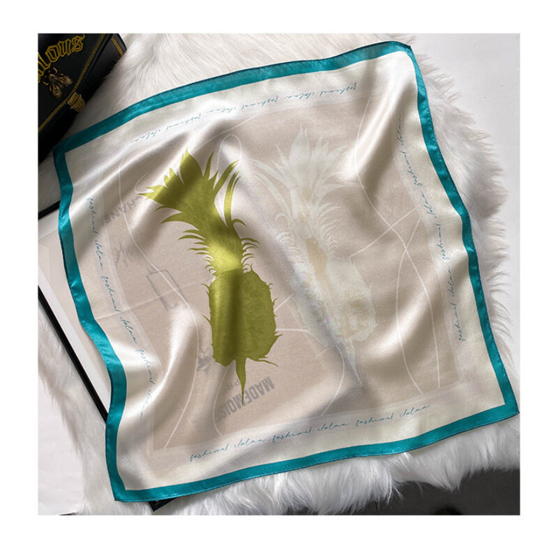 Bufanda cuadrada de seda de lujo para mujer, pañuelo de seda con estampado Floral, chal elegante, 100%