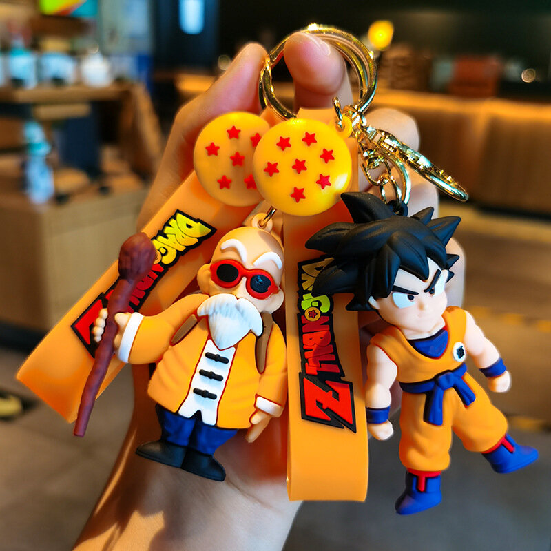 Anime Dragon Ball Keychain Fashion Jewelry Son Goku Vegeta Piccolo Action Figures 8CM PVC Key Ring for Men Women Bag Pendant