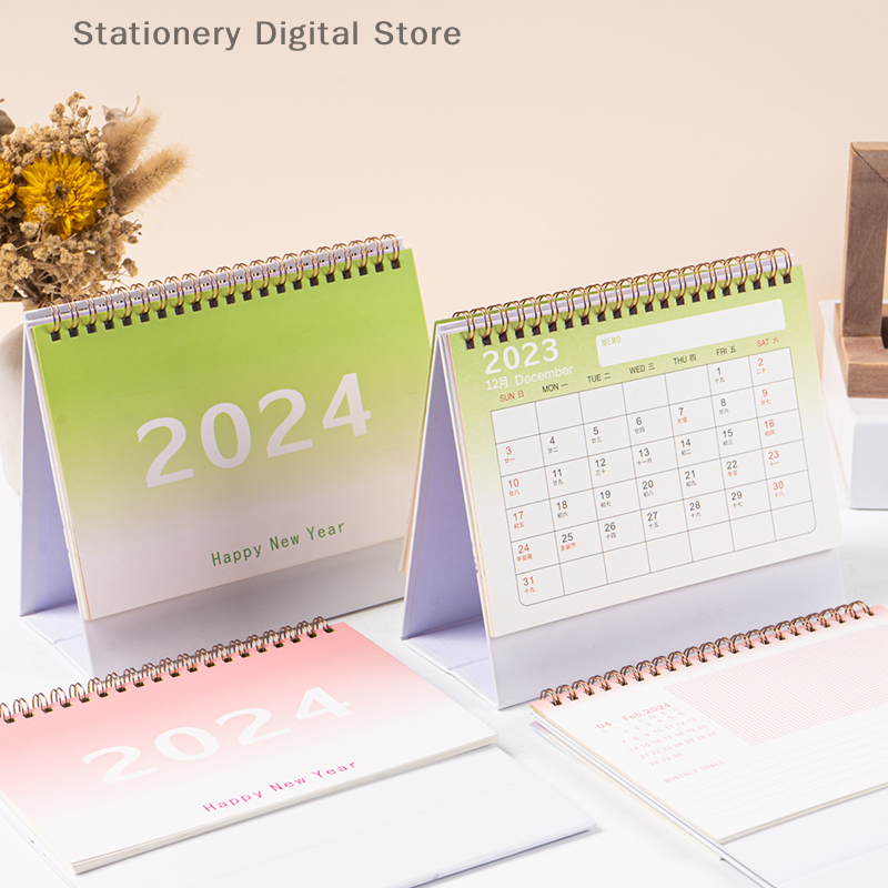 2024 Simple Gradient Color Desk Calendarr Desktop Ornaments Calendar Daily Scheduler Table Planner regalo di natale di capodanno