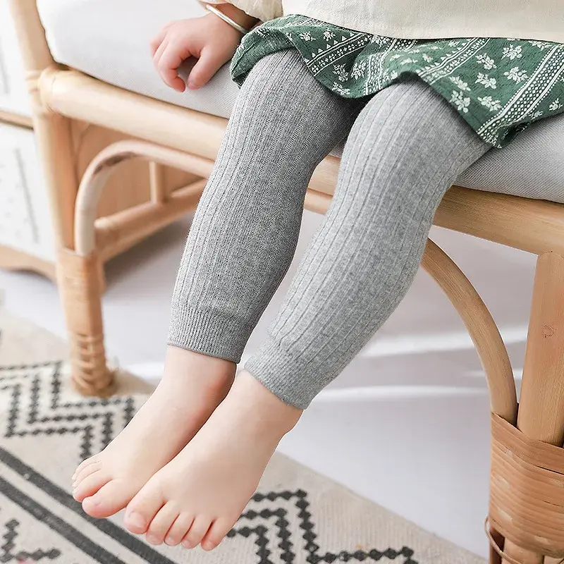 Mallas elásticas para bebé y niña, pantalones de punto, Color rosa, amarillo y blanco, Primavera, otoño e invierno, 2024