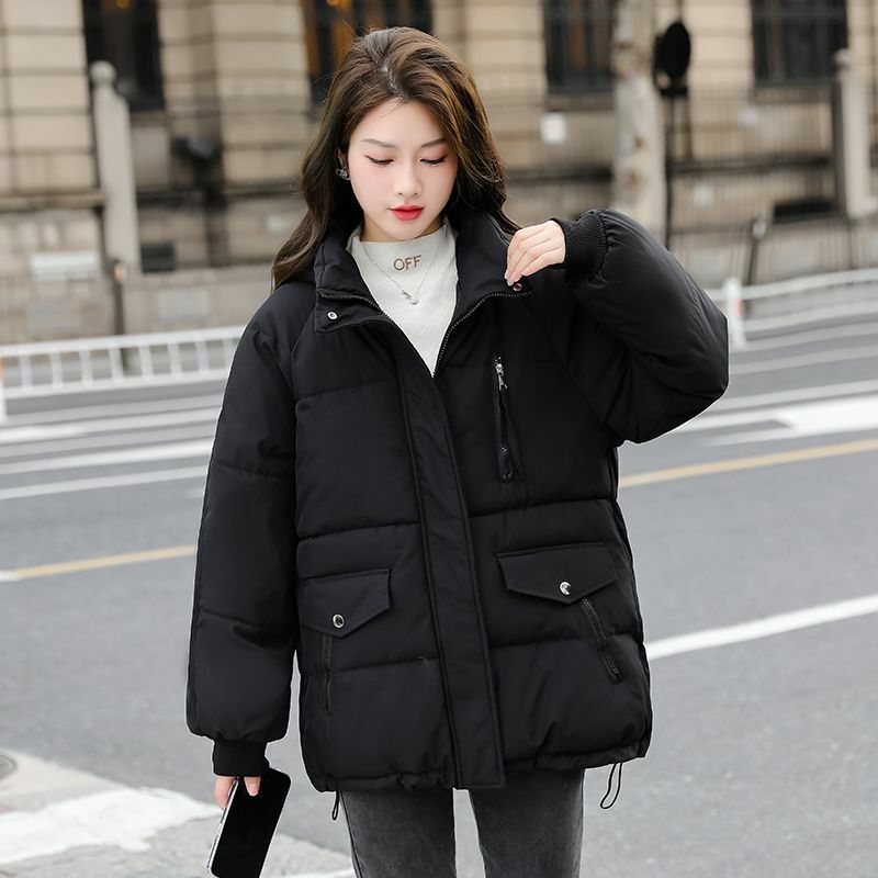 Новинка 2023, женское пуховое пальто из хлопка, зимняя куртка, женские короткие парки, свободная Толстая теплая верхняя одежда, пальто для отдыха с капюшоном