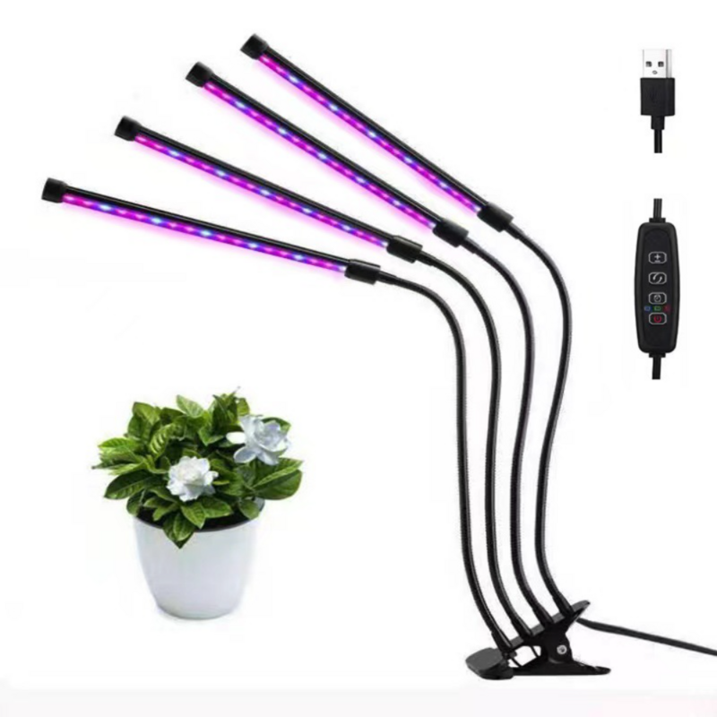 5-20W Full Spectrum LED Plant Light Clip On Timing dimmerabile Grow Lamp con 1-4 Grow Light Tube 3 modalità di illuminazione per pianta da interno