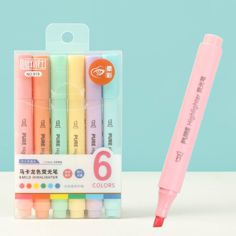 6 pz/set colore pastello Macaron evidenziatore penna pennarelli penna fluorescente disegno evidenziatori cancelleria carina materiale scolastico