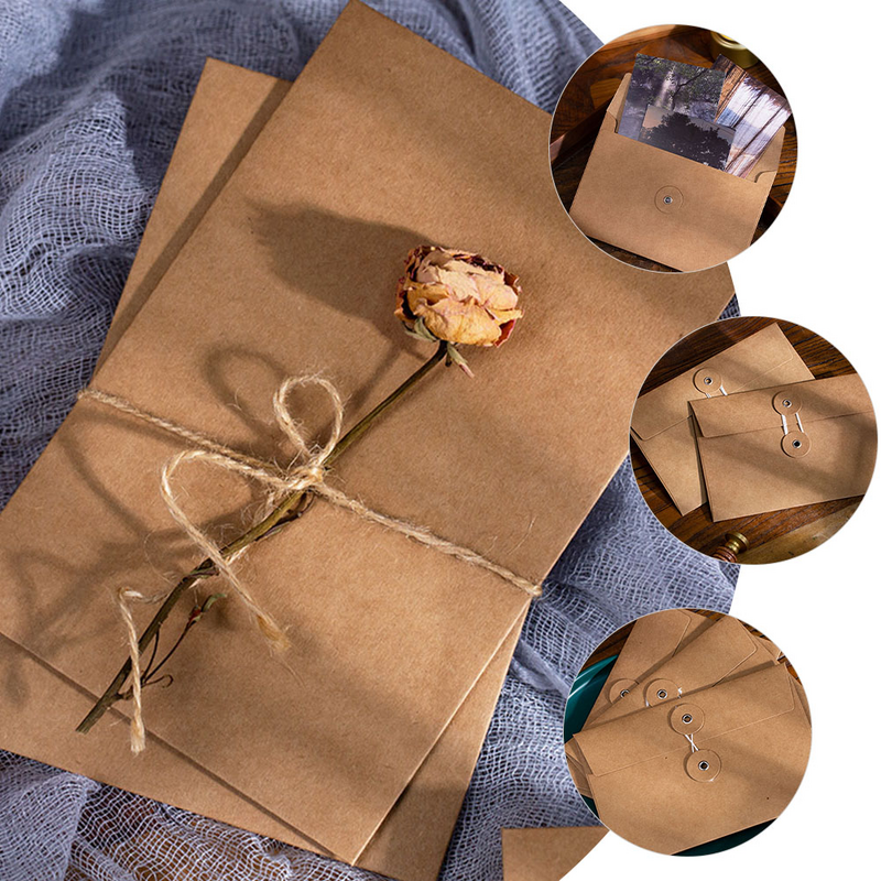 크래프트 봉투 보관 파우치, 작은 결혼식 봉투, 와인딩 페이퍼, 서류 정리 도구, 20 개