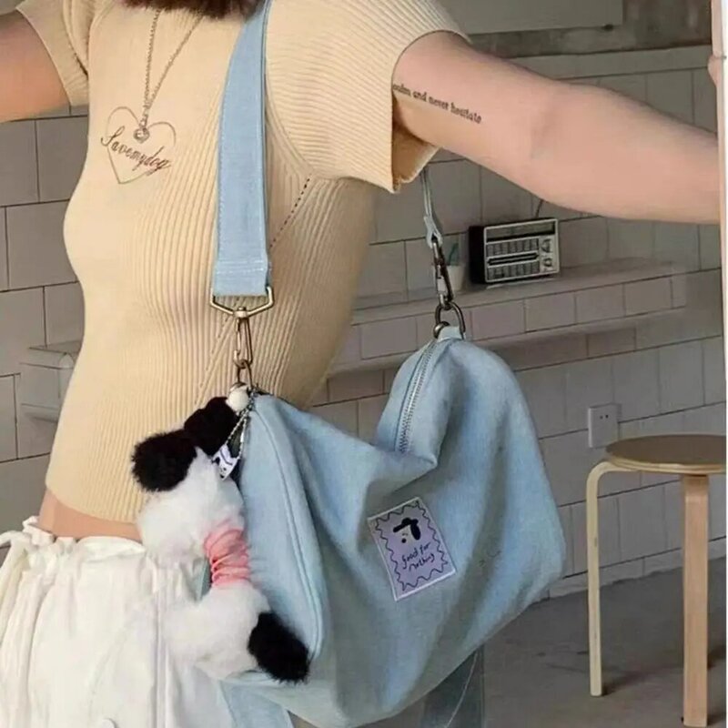 Джинсовая сумка через плечо, Новые повседневные регулируемые сумки через плечо, вместительные винтажные сумки-тоуты