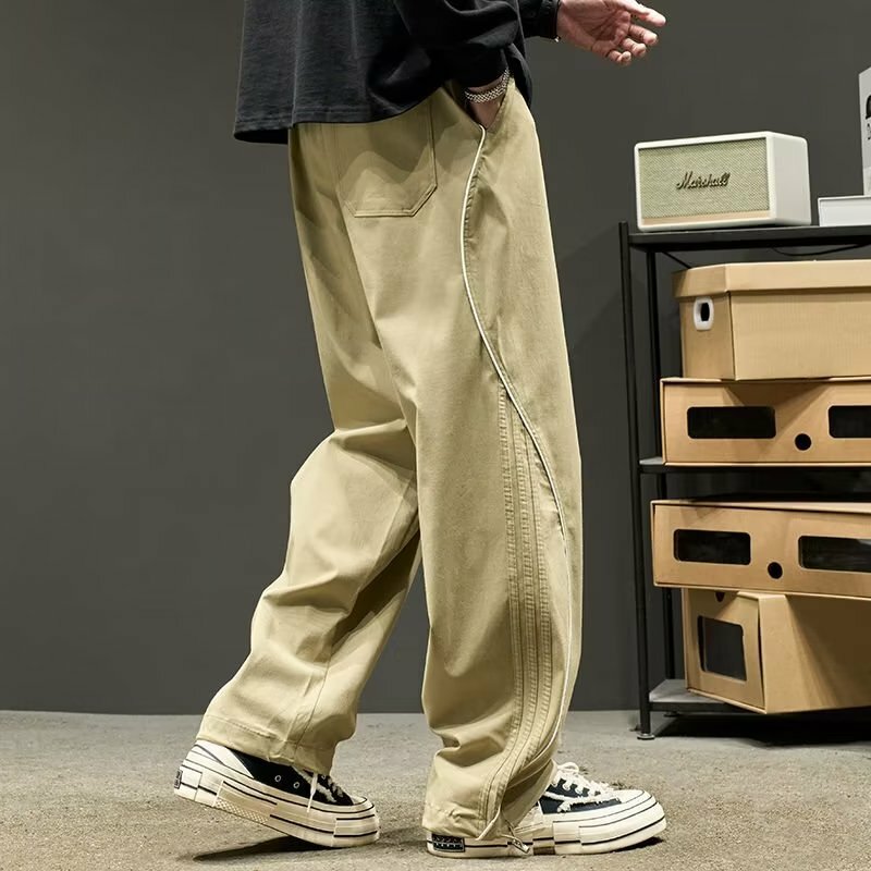 Pantalones de chándal de estilo Hip Hop para hombre, ropa de calle a la moda, holgados, con cordón, para viajar al aire libre, 2024