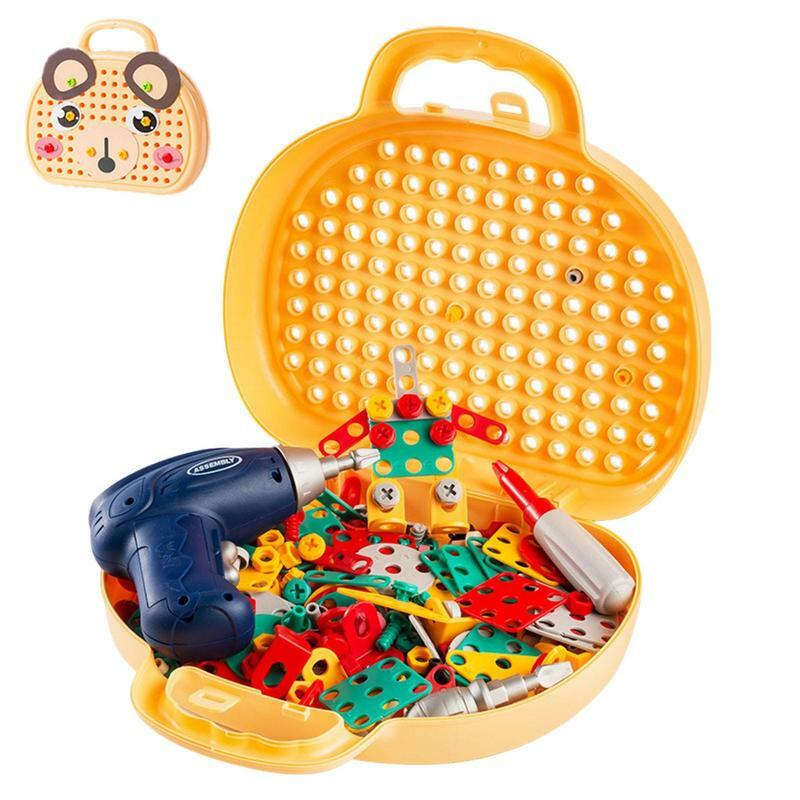 Criativo Mosaico Broca Puzzle Toy para Crianças, Conjunto de Construção Educacional, Brinquedos De Engenharia, DIY, 203Pcs