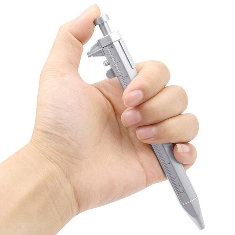2 In 1 Vernier Caliper pena 0.5mm pena tinta Gel Vernier Caliper pena bola Roller alat tulis biru/hitam peralatan tangan isi ulang