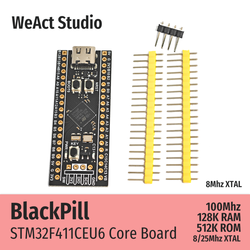 Clima BlackPill Development Core Board, Aprendizagem Micropython Board, STM32F411CEU6, STM32F411, STM32F4, STM32