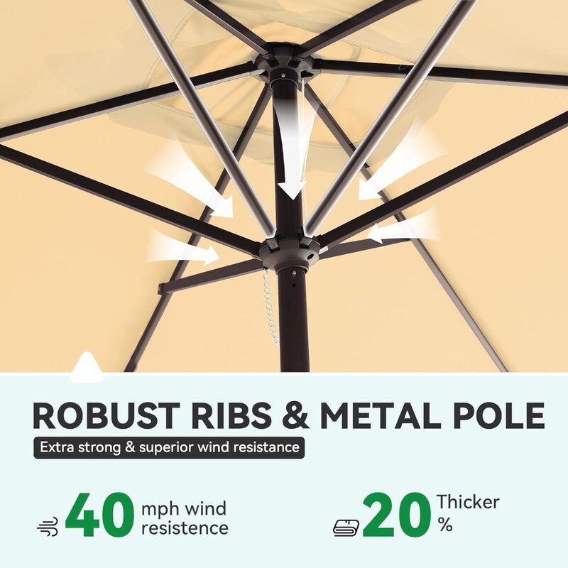 6.6x10 stóp prostokątny parasol tarasowy na zewnątrz, stół na Patio parasol z przyciskiem przechylania i korby, solidne parasole targowe