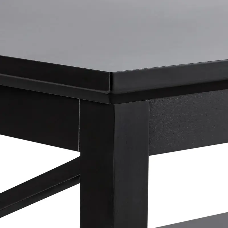 Choo โต๊ะกาแฟ Oxford มีขาหนาขึ้นโต๊ะกาแฟไม้สีดำพร้อมที่เก็บของสำหรับห้องนั่งเล่น