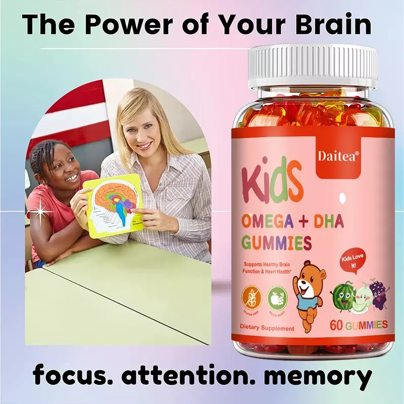 Kinderintelligentiesupplement Gummies Ondersteunen Intelligentie, Concentratie, Geheugen En Voeding Om Het Leren Gemakkelijker Te Maken