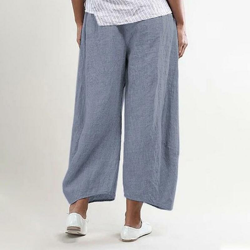 Pantalones largos de pierna ancha para mujer, pantalones elegantes de cintura alta, ropa de trabajo de negocios, Color sólido, ajuste suelto