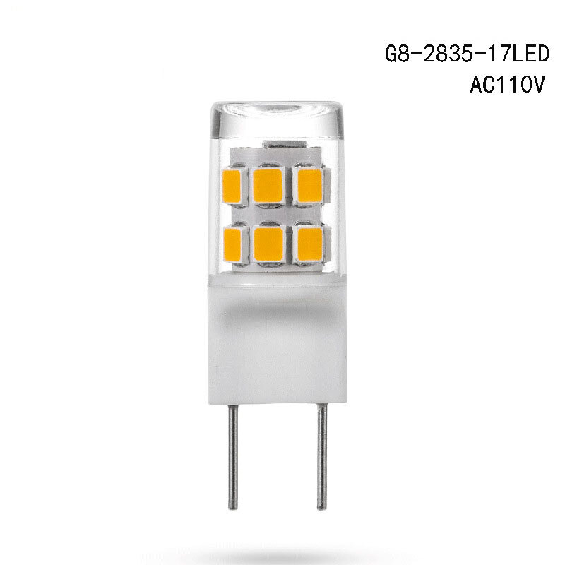 หลอดไฟ LED G8หรี่แสงได้6ชิ้น AC110V ไฟตู้ G8 120V 2W หลอดไฟ lampu gantung Kristal 2700K 3000K 4000K 4500K 6000K