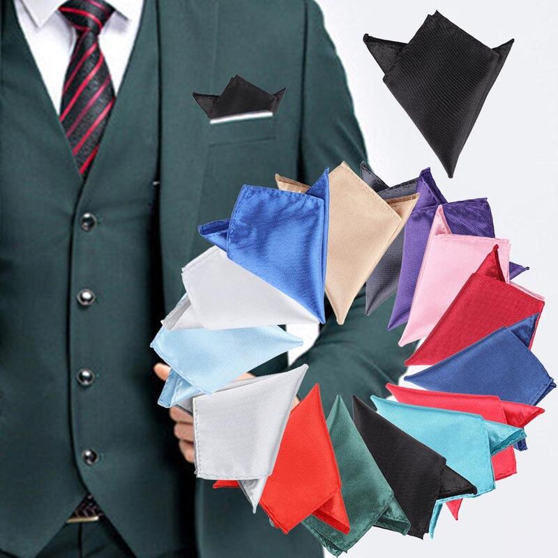 Moda 15 colori Hanky abito formale per abito da sposa Party Men Pocket Solid Plain Pocket fazzoletto quadrato Hanky Silk