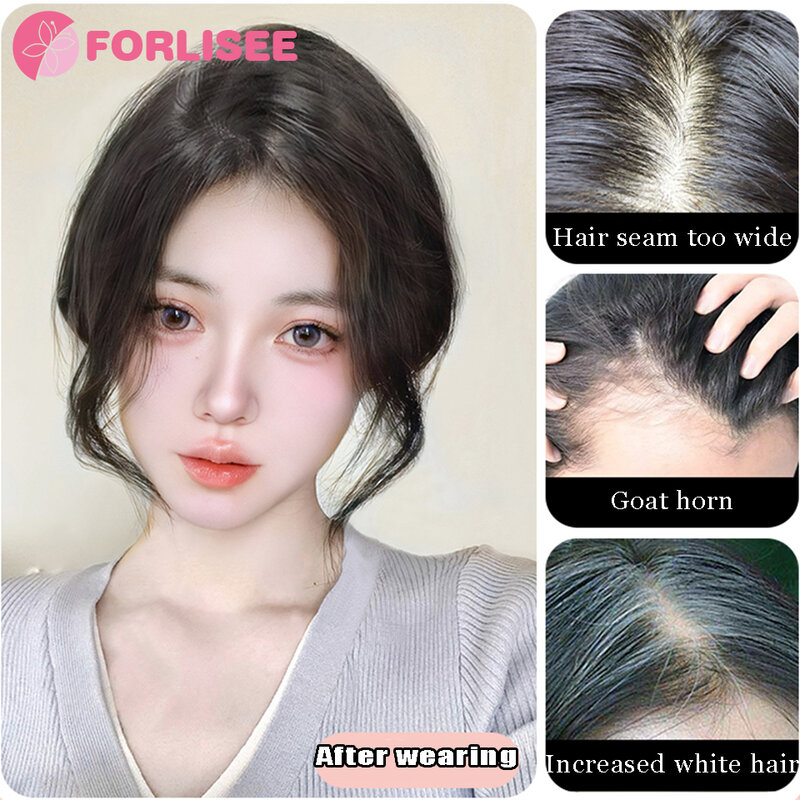 FORLISEE Liu Hai Wig Female Dragon Beard Liu Hai Repair Hair Block Natural Forehead Fluffy Increase Hair Volume Head Repair Hair