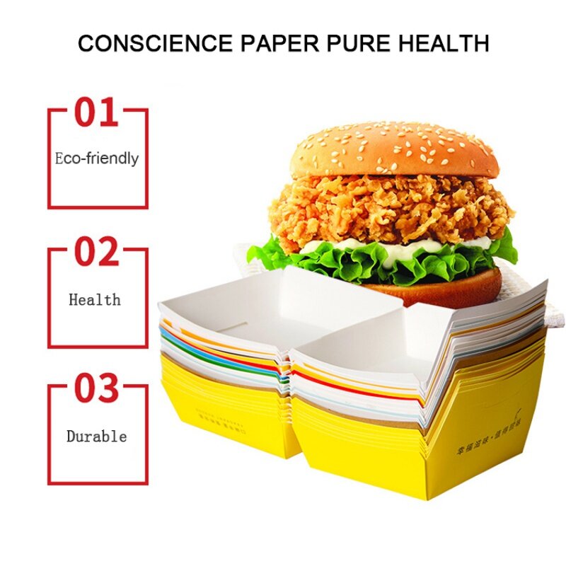 Clamshell Burger Box Embalagem Eco Food, Livro Branco, Produto personalizado
