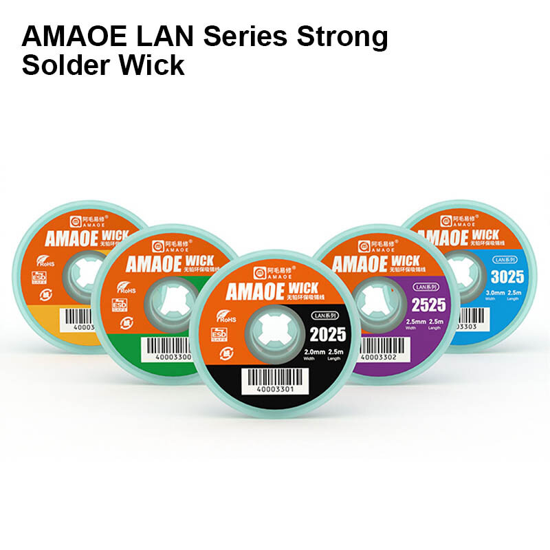 AMAOE-LAN Series Desoldering Wick para Celular, Laptop, Placa-Mãe, PCB, Limpeza de Estanho, Reparação de Sucção, 2.5m