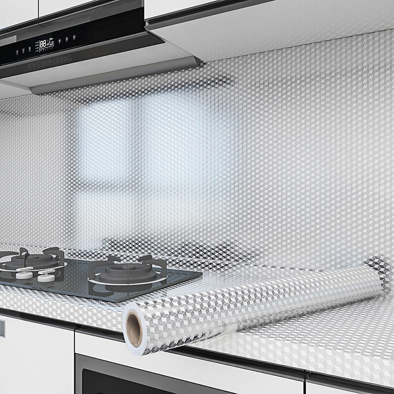 Кухонные маслостойкие водонепроницаемые наклейки противообрастающие высокотемпературные из алюминиевой фольги самоклеящиеся обои наклейки на плиту шкаф