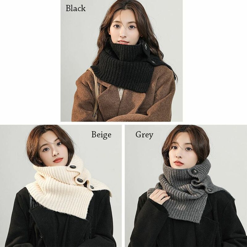 Lenço de colarinho falso tricotado para mulheres, gola alta quente, envoltório à prova de vento, aquecedor do pescoço, destacável, inverno