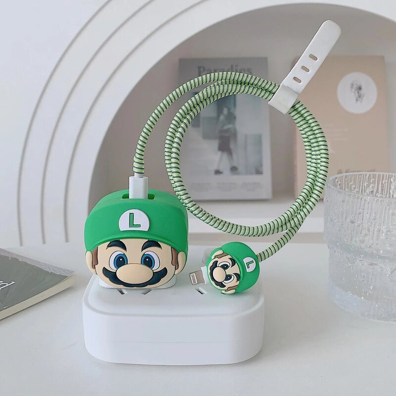Super Mario Bros osłona ochronna dla Iphone18/20w Cool Stuff Funny Gift Luigi wtyczka danych kabel cyfrowy