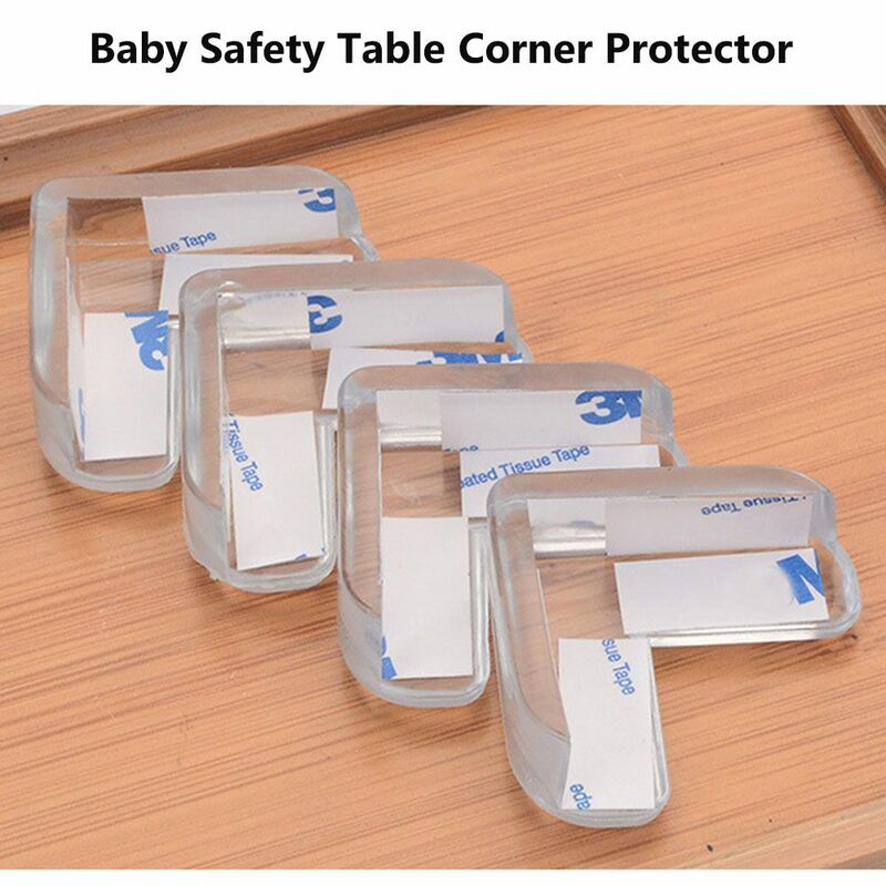 Protetor macio do canto da tabela do silicone, tira da colisão, proteção da borda, segurança das crianças, 4 PCes