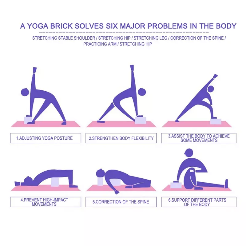 EVA Foam Yoga Block Props Brick Gym Pilates Yoga Column Back Exercise BodyBuilding Fitness Sport Workout Equipment for Home