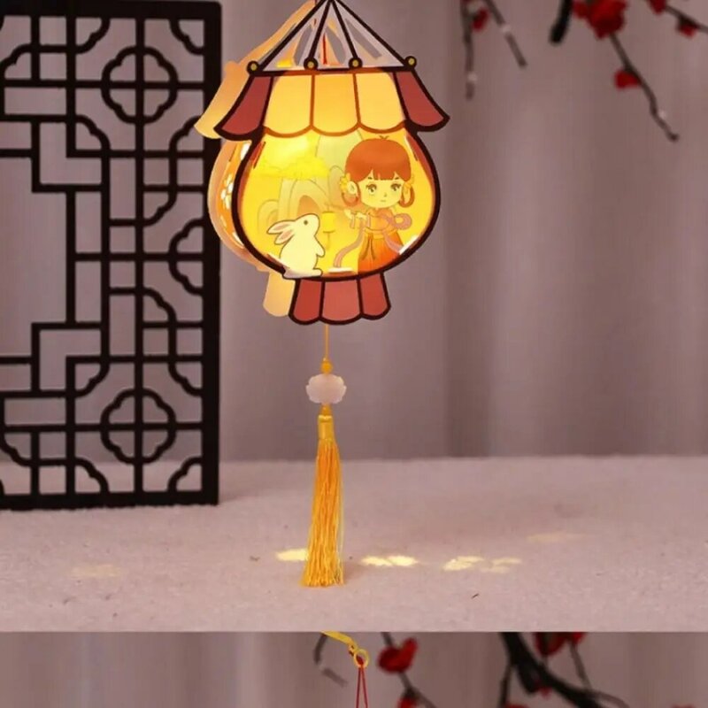 Lucky Blessing Mid-Autumn Glow Lantern, Super adorável Little Rabbit Series, saco de material artesanal DIY infantil