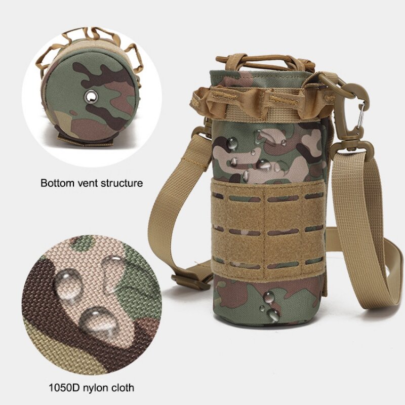 Esportes ao ar livre Water Bottle Bag, Camuflagem Molle System Holder, Hunting EDC Tactical Kettle Pouch