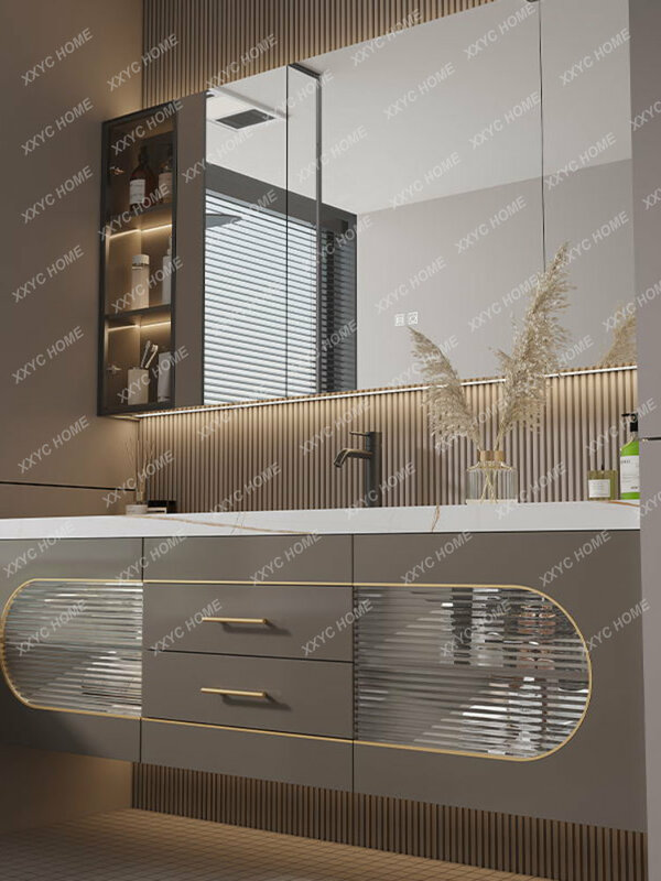 INS Style 2022 الحديثة الخفيفة الفاخرة بسيطة الذكية مرآة البلوط غسل حوض خزانة الجمع