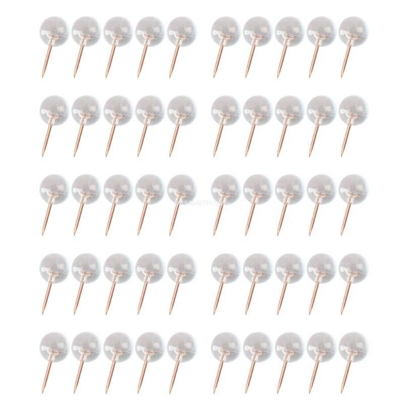 50/100PCS Ball-shape Pushpin Map Pin I-shape Push Pins for Cork Board, Clear Sewing Pin with Clear Box for Fabric Dropship