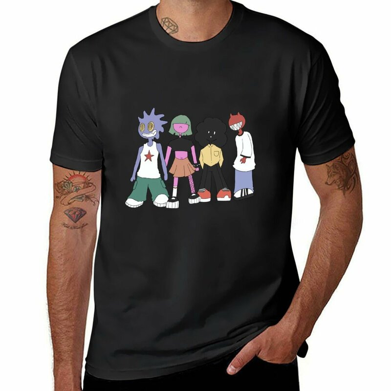 남성용 애니메이션 반팔 티셔츠, 소년 동물 프린트, 커스텀 디자인, 나만의 플레인 블랙 티셔츠
