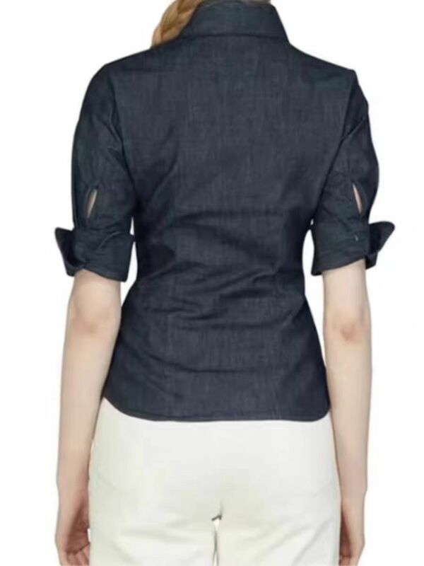 Женская летняя рубашка с Вышивкой Букв, хлопковые топы, пальто, тонкая ткань, Офисная пикантная куртка, блузка, укороченные рубашки