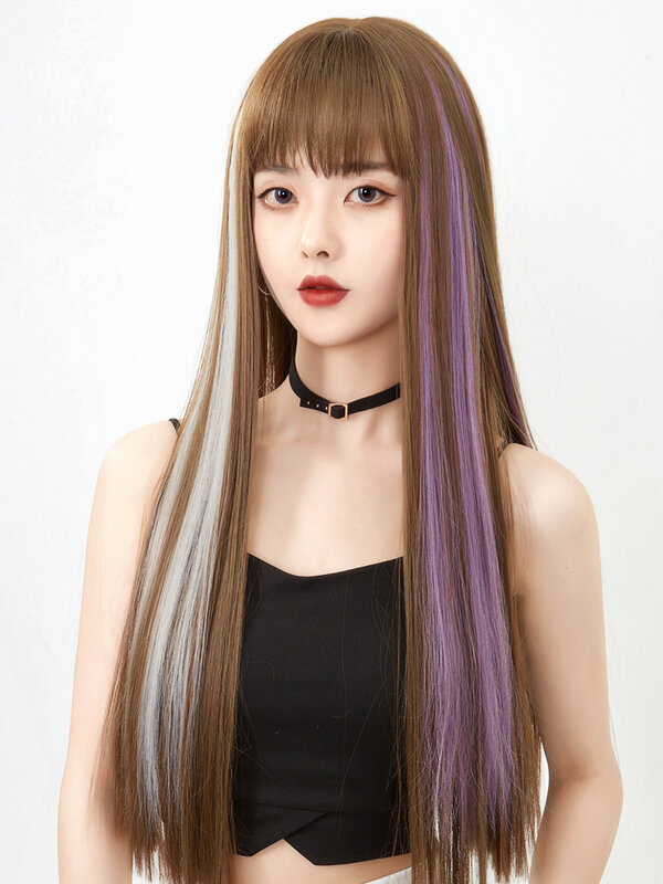 Ekstensi warna Clip-in satu potong, ekstensi rambut manusia 22 inci untuk Salon beragam warna