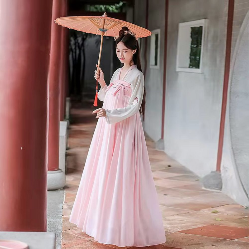Hanfu chinois traditionnel pour femmes, vêtements de danse pour filles, costume de nickel ation, robes d'été financièrement, grande taille 2XL, blanc et vert